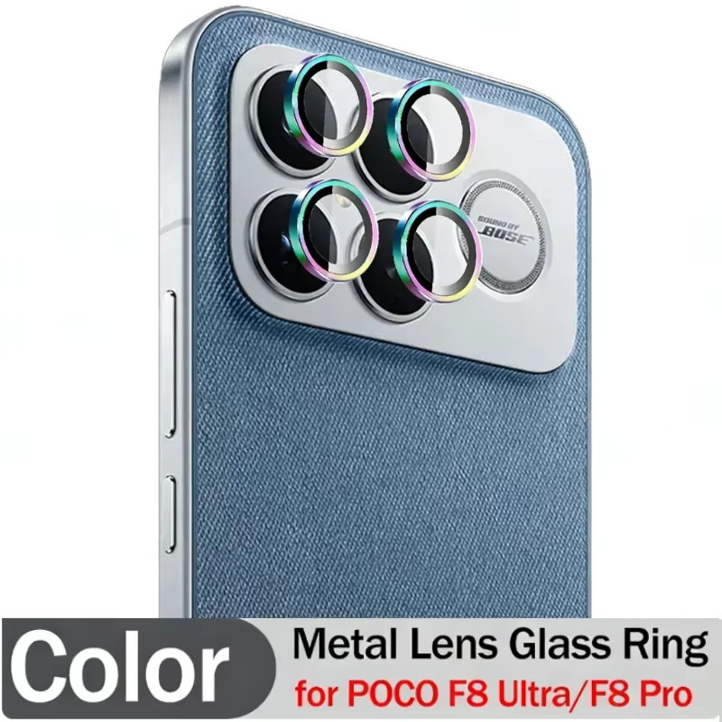 Xiaomi POCO F8 Ultra und F8 Pro Kameraschutz aus gehärtetem 9H Glas mit Hartmetallring in Schwarz und Silber - Bild 2