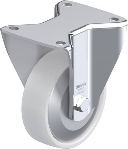Blickle Bockrolle BH-PO 125KA-3-FA aus verzinktem Stahl und Kunststoff, Farbe Weiß, Rad-Durchmesser: 125 mm, Tragfähigkeit: 300 kg - Bild 1