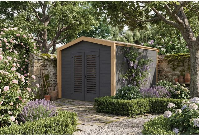 Weka Holz-Gartenhaus Killarney mit Satteldach in Anthrazit-Eiche und modernem Design, B/T: 311 cm x 313 cm - Bild 1