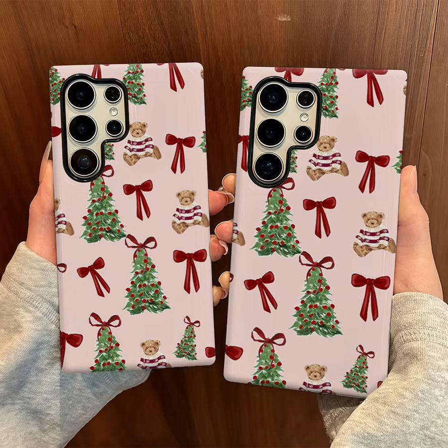 Samsung Handyhülle mit glänzender doppellagiger Rückseite und Teddy-Weihnachtsmuster für Galaxy S25 Ultra, S24 und S23 Ultra Plus - Bild 6