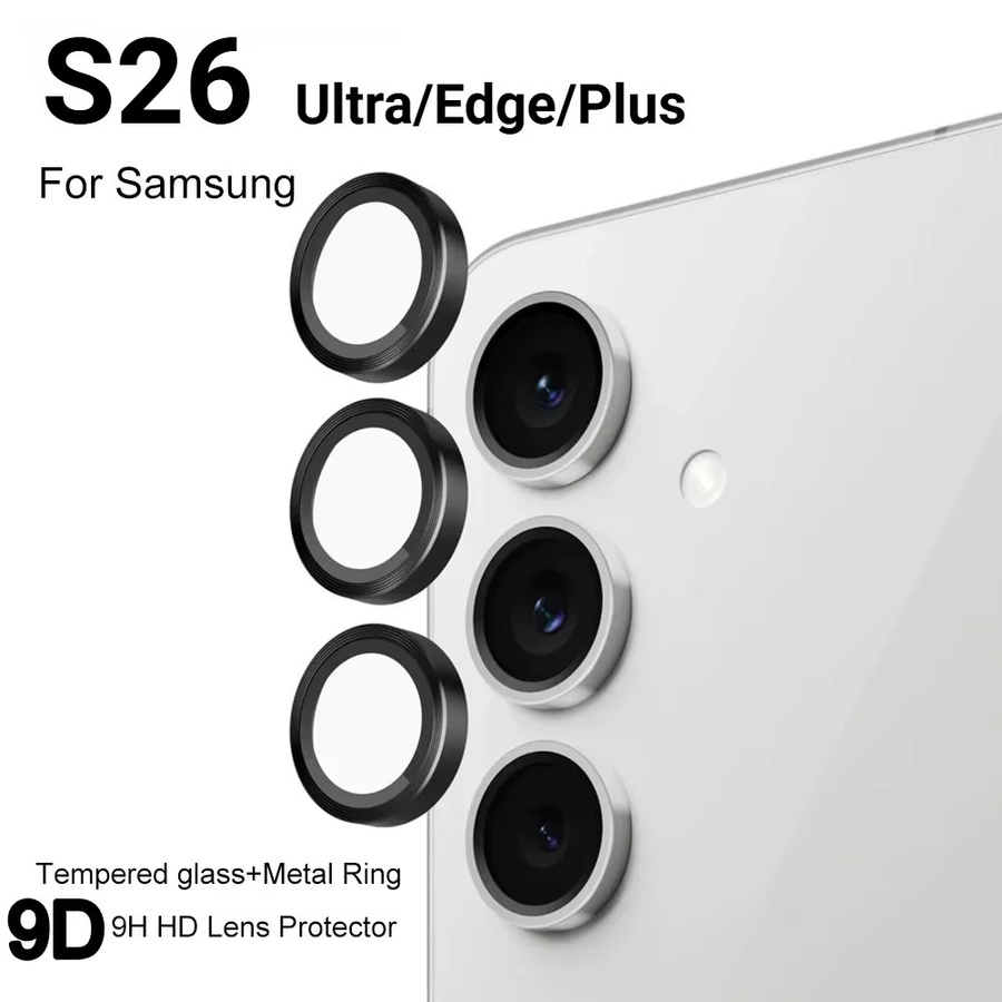 HD Gehärteter Glas-Objektivschutzfilm für Samsung Galaxy S25 Edge und S24 Ultra Plus mit 9H Legierungsring in Silber und Transparent - Bild 2