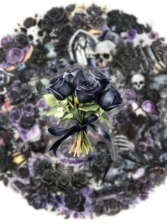 GOGOTU Gothic-Style Schwarze Rosen Graffiti-Aufkleber, 50 Stück - Bild 4
