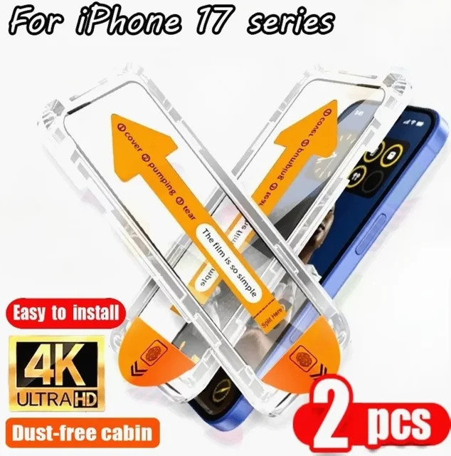DIXSG 2er Pack Ultraklares Gehärtetes Glas für iPhone 17 16 15 14 13 12 11 Pro Max Plus mit One Click Einfacher Installation, Transparent - Bild 1