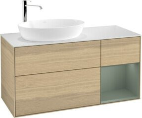 V&B Waschtischunterschrank Finion Wandbeleuchtung in Weiß mit Eichenlackierung, Breite: 120 cm, Tiefe: 50,1 cm, Höhe: 50,1 cm - Bild 1
