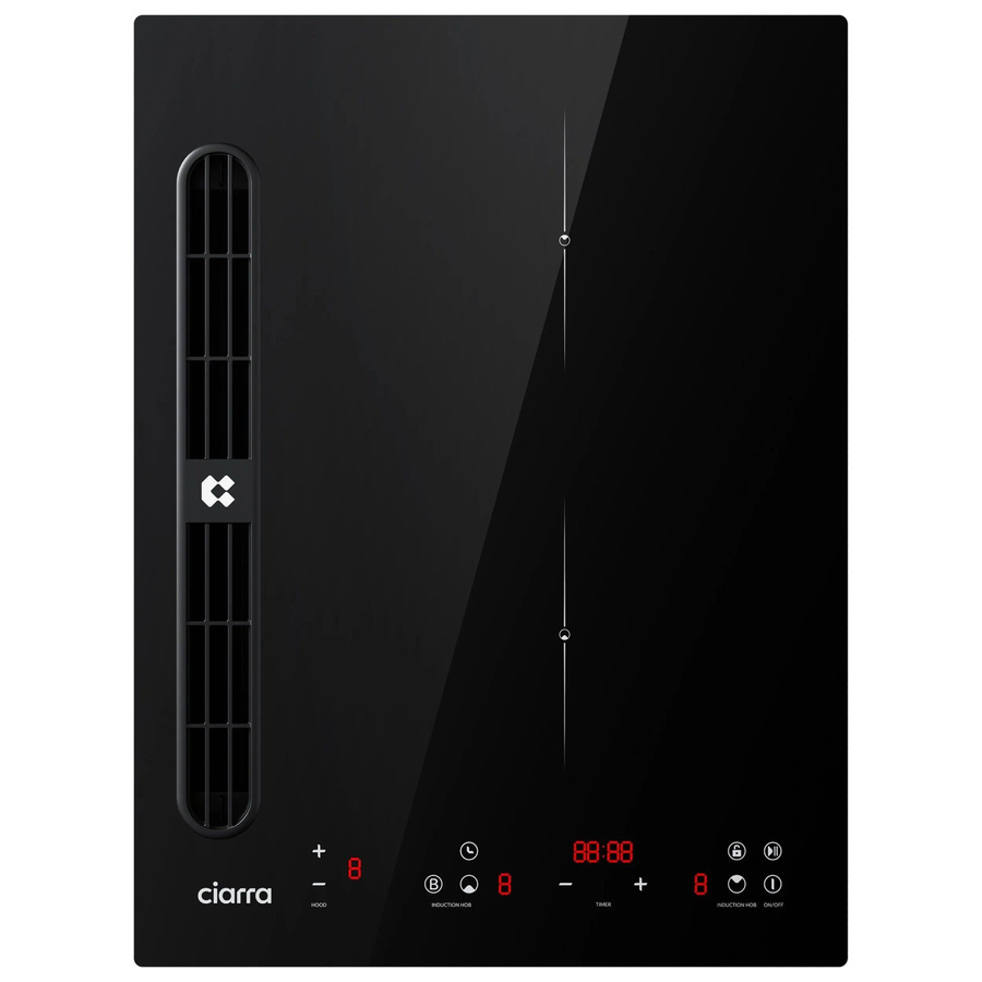 CIARRA Induktionskochfeld mit integriertem Dunstabzug in Schwarz, 2 Zonen, Plasma System Boost, 9 Stufen, Breite: 39 cm - Bild 2