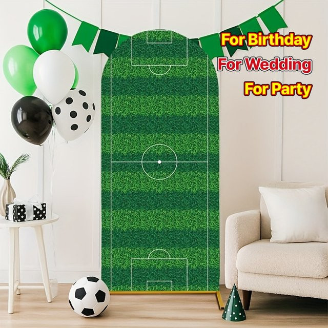 VIKAMA Fußballfeld-Bogen-Hintergrund in Grün für Fußball-Geburtstagspartys, Hochzeiten und Babypartys, Breite: 120 cm, Höhe: 50 cm - Bild 1