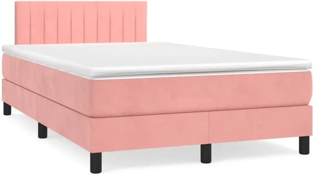 vidaXL Boxspringbett mit Matratze in Rosa, Hybrid-Design aus Samt, B/T: 120 x 200 cm - Bild 1