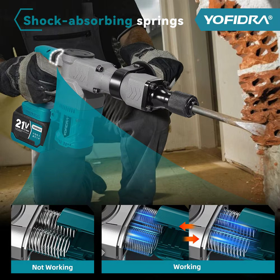 YOFIDRA Bürstenloser Elektrohammer 6000W Abbruchhammer und Meißelwerkzeug für Makita Akku - Bild 4