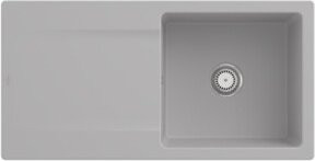 Villeroy & Boch Spüle Siluet in Grau mit rundem Ablauggarnitur und Handbetätigung für die Aufsatzmontage, Breite: 60 cm - Bild 1