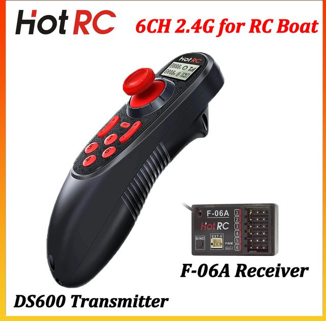 HOTRC DS-600 Fernbedienung mit F-06A PWM-Empfänger, RC-Boote Schiffe DIY-Modell Zubehör - Bild 1