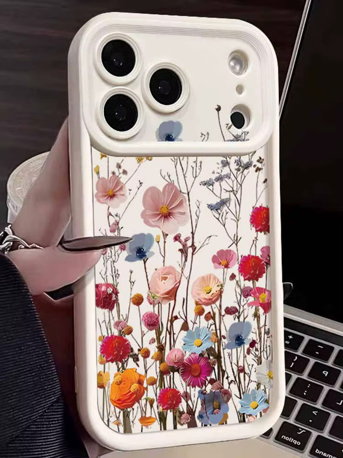 MOESOE Handyhülle mit buntem Blumenmuster aus Soft TPU Silikon für iPhone 12 bis iPhone 17 Pro Max in Multicolor - Bild 3