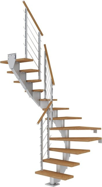Dolle Mittelholmtreppe Hamburg Eiche Perlgrau Holz Spiraltreppe bis 258 cm Breite: 85 cm - Bild 1