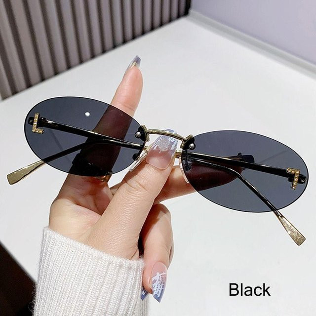 Sonnenbrille Yiran bag, randlos, oval, Metall, Black, Damen - Bild 1