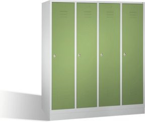 C+P Umkleidespind Classic auf Sockel mit 4 Abteilen, Front Resedagrün und Korpus Lichtgrau, H: 180 cm, B: 159 cm, T: 50 cm - Bild 1