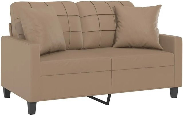 vidaXL 2-Sitzer-Sofa in Braun mit Zierkissen aus Kunstleder und Metallrahmen, Breite: 138 cm, Tiefe: 80 cm, Höhe: 77 cm - Bild 1