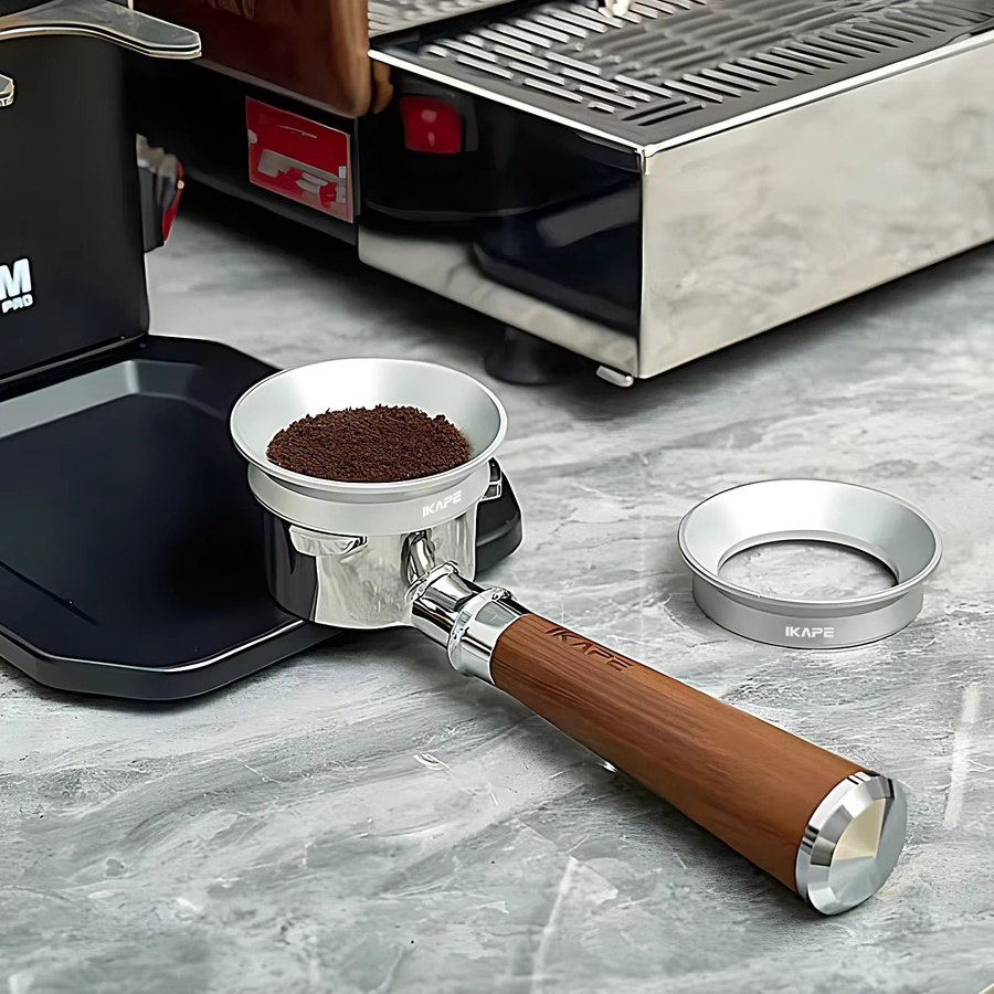 IKAPE Espresso-Magnet-Dosiertrichter mit Siebträger in Silber, kompatibel mit 51 mm, 54 mm und 58 mm Sieben, aus Edelstahl - Bild 3