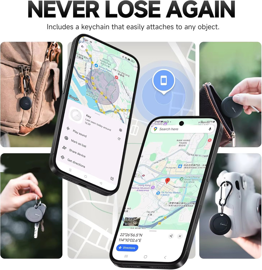 MiLi MiTag Smart Tag GPS-Tracker Bluetooth Anti-Verlust-Gerät für iOS und Google Find My Device App in Schwarz oder Weiß - Bild 5