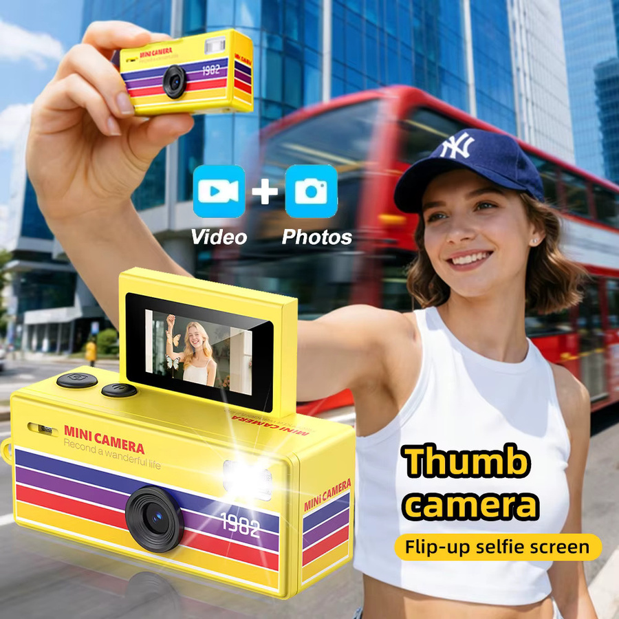 Ourlife Digitalkamera mit 180 Grad Flip-Screen als Selfie-Schlüsselanhänger in Weiß, kompakte HD Videokamera und Videorekorder mit Speicherkartenunterstützung - Bild 4