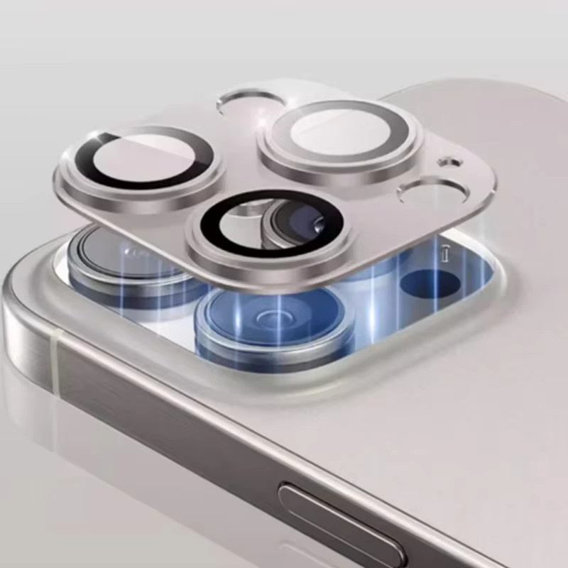 Metall Kamera Objektiv Schutz für Apple iPhone 15 16 Pro Max 15 Pro 15 Plus 16 mit Glas und Ring in Schwarz oder Silber - Bild 3