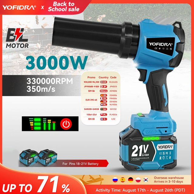 YOFIDRA Elektrischer Turbo Gebläsehandgebläse in Blau für Makita 21V Akkus mit 330000 RPM - Bild 1