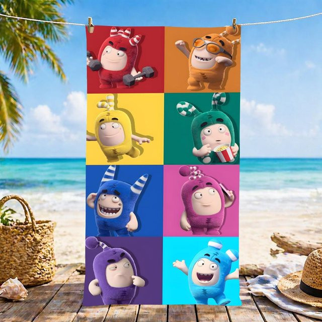 O-Oddbods Mikrofaser Strandtuch von JMG Household Supplies, schnelltrocknend und sandfrei, Multicolor, B/H: 60 x 35 cm - Bild 1