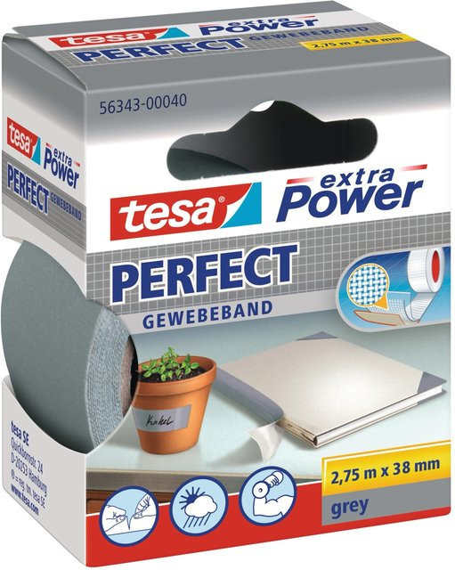 Tesa Extra Power Perfect Gewebeband Grau Breite: 38 mm, Länge: 2,75 m - Bild 1