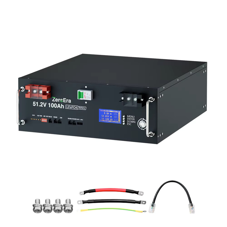 ZeroEra LiFePO4 Batterie 48V 100Ah 5,12 kWh Rackmontierbare Solar-Lithium-Batterie in Schwarz mit 100A BMS und RS485 RS232 CAN Kommunikationsanschluss - Bild 6