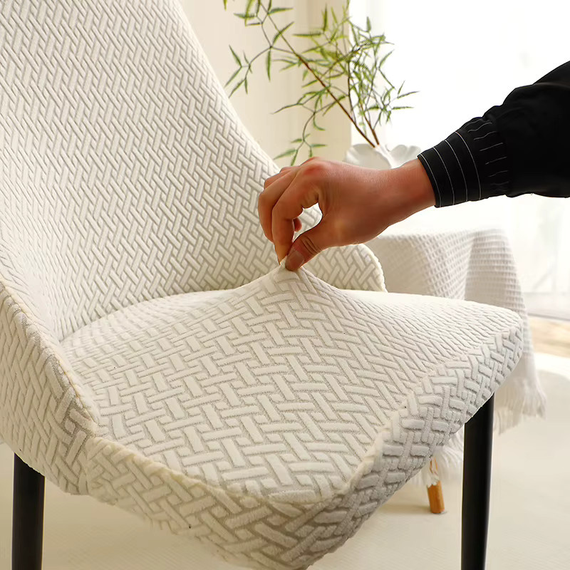 Yupartex Jacquard-Stuhlbezug für Esszimmerstühle mit kleiner Armlehne in Beige, elastischer Sitzbezug im modernen Design - Bild 2