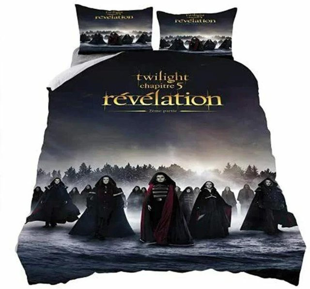 Twilight Saga 3D Bettwäscheset mit Bettbezug und Kissenbezug in Schwarz, B/H: 135 x 200 cm - Bild 1
