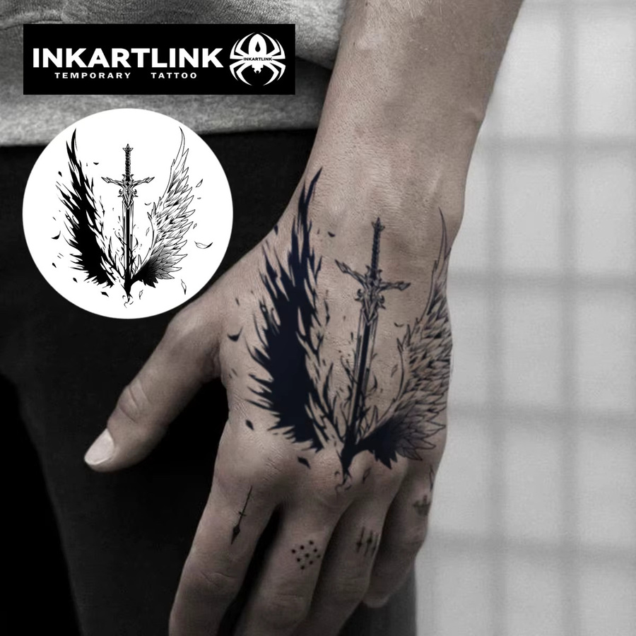INKARTLINK Temporärer Tattoo-Aufkleber, Schwert-Motiv, wasserfest - Bild 2