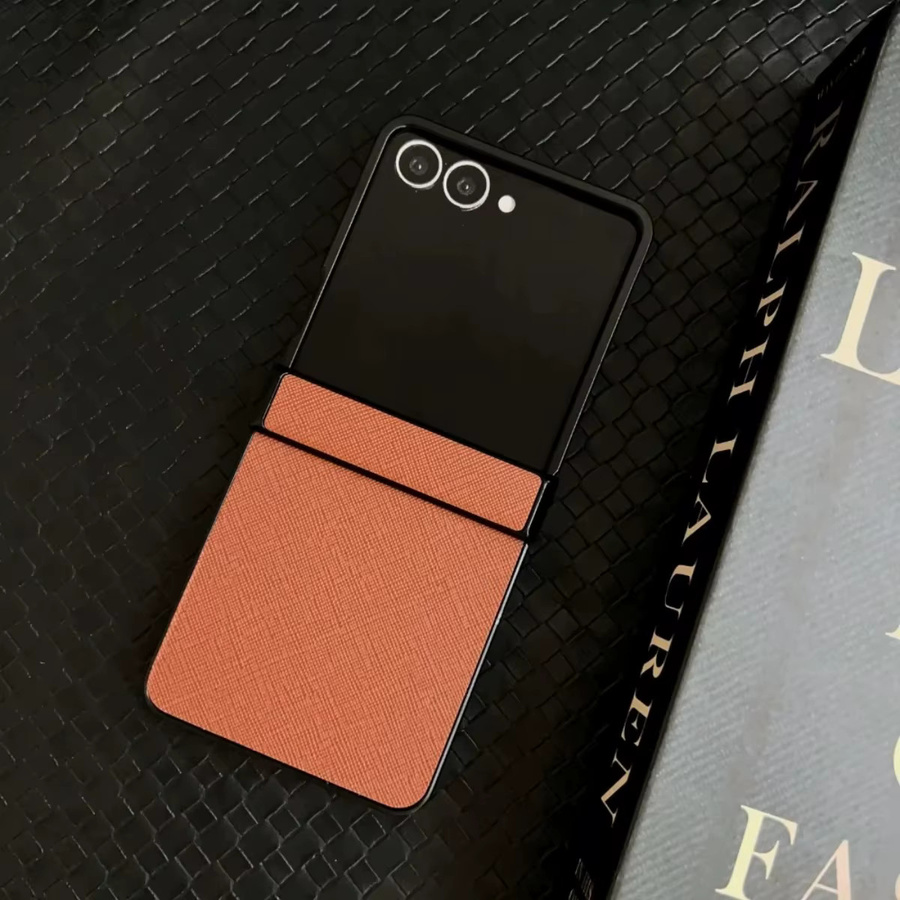 Stoßfeste PU-Leder-Schutzhülle mit Scharnierschutz für Samsung Galaxy Z Flip (kompatibel mit Flip 7 FE, Flip 6, Flip 5, Flip 4, Flip 3) in Schwarz und Pink - Bild 2