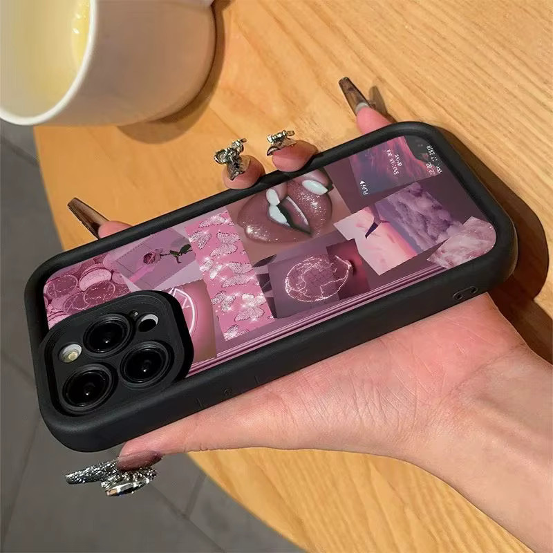 Rosa ästhetische Collage-Muster TPU Handyhülle mit Anti-Drop-Schutz für iPhone 11 bis iPhone 17 Pro Max und SE-Serie - Bild 2