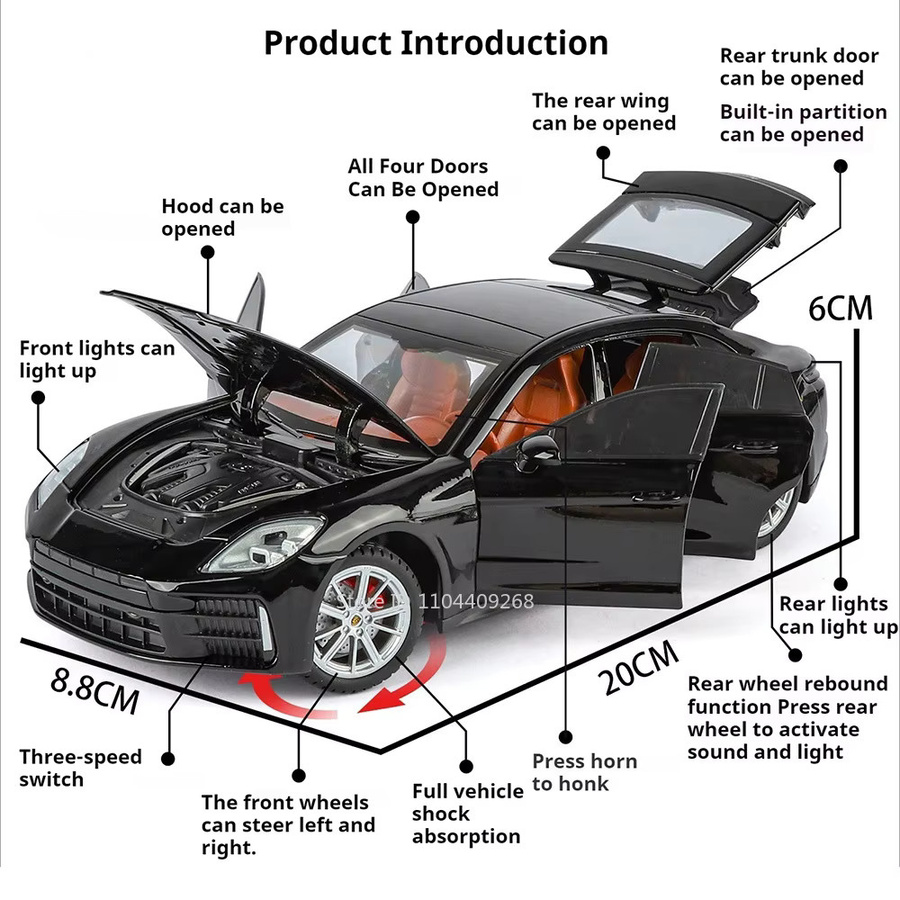 RMZ city Panamera Cayenne S Modellauto, Maßstab 1:24, Metall, Türen geöffnet - Bild 2