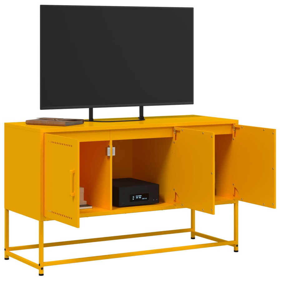 vidaXL TV-Schrank aus Stahl in Senfgelb im Industrie-Stil, B/T/H: 100,5 x 39 x 60,5 cm - Bild 2