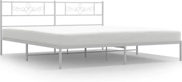 vidaXL Bettgestell aus Metall mit Kopfteil in Weiß B: 198 cm, T: 207 cm, H: 90 cm - Bild 1