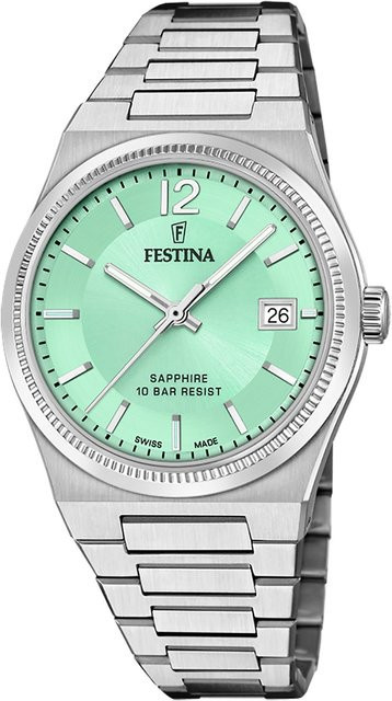 Festina Damenuhr, Quarz, Edelstahl, Grün, 35 mm, 10 ATM - Bild 1