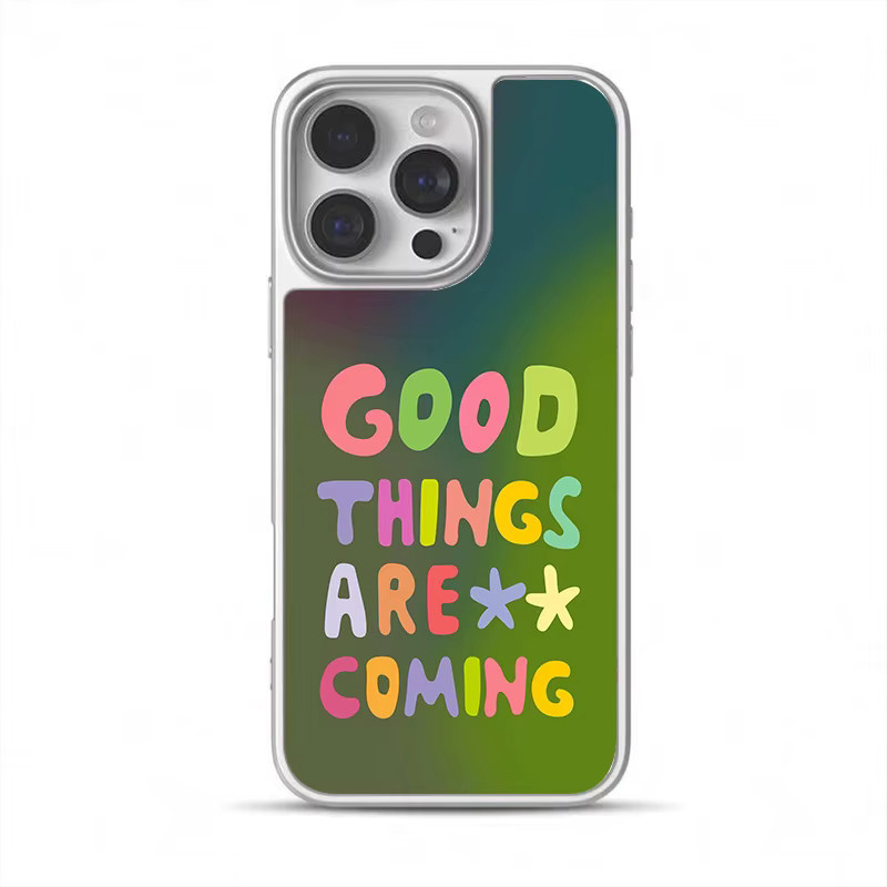 DecoPhone Handyhülle Good Things Are Coming Hydrogel-Schale für iPhone 11 bis 17 Pro Max in Silber/Multicolor - Bild 5
