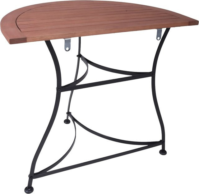 Garden Pleasure Gartentisch Wien Halbrund aus Eukalyptus Holz in Braun-Schwarz B: 85 cm, T: 54 cm - Bild 1