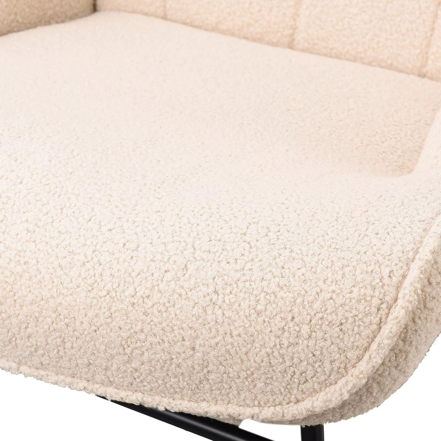 Anajqaqia Schaukelstuhl mit Armlehnen aus beigem Teddy-Fleece und Bouclé-Stoff für Kinderzimmer und Wohnzimmer - Bild 5