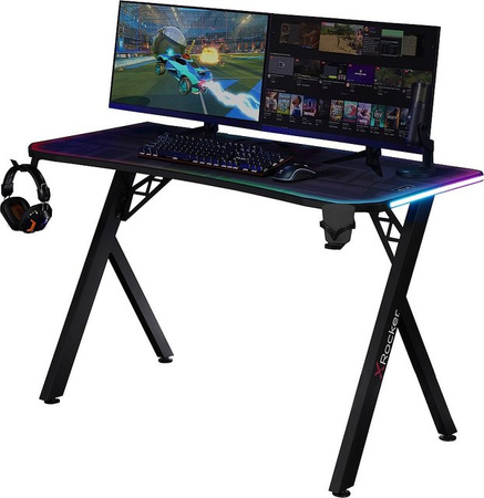 XROCKER Lumio XL RGB Gaming Schreibtisch mit RGB-Beleuchtung und Mousepad in Schwarz