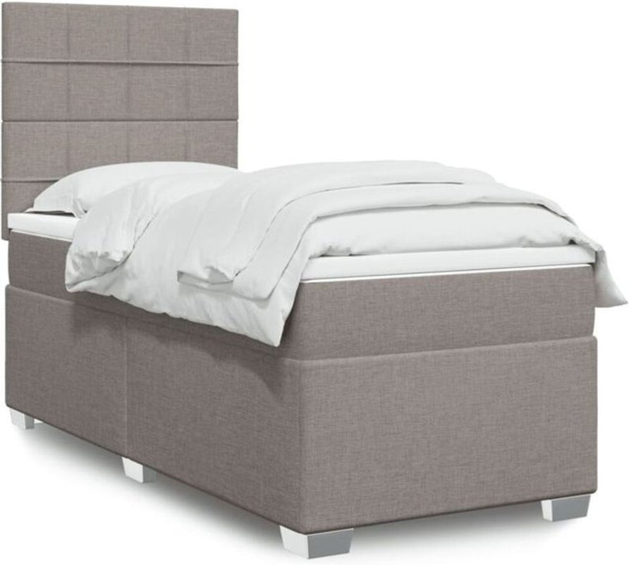 vidaxl Boxspringbett mit Matratze in Taupe meliert und Weiß, Modernes Design aus Stoff und Holzwerkstoff, B/T/H: 80 x 200 cm - Bild 1