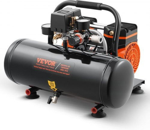 VEVOR Ölfreier Luftkompressor mit 2 Gallonen Stahltank, 1 PS, 2,5 CFM, 8 Bar und max. 120 PSI, ultraleiser tragbarer Kompressor in Schwarz - Bild 1