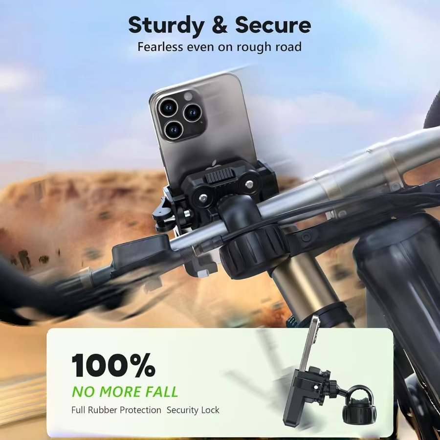 Universeller Handyhalter für Motorrad und Fahrrad mit Vibrationsdämpfer und verstellbarer Lenkerhalterung in Schwarz für iPhone und Samsung Smartphones - Bild 4