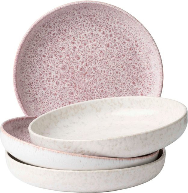 Gipfelstück Suppenteller-Set Alpenwiese aus Steinzeug in Pink, White und Multicolour mit floralem Design - Bild 1