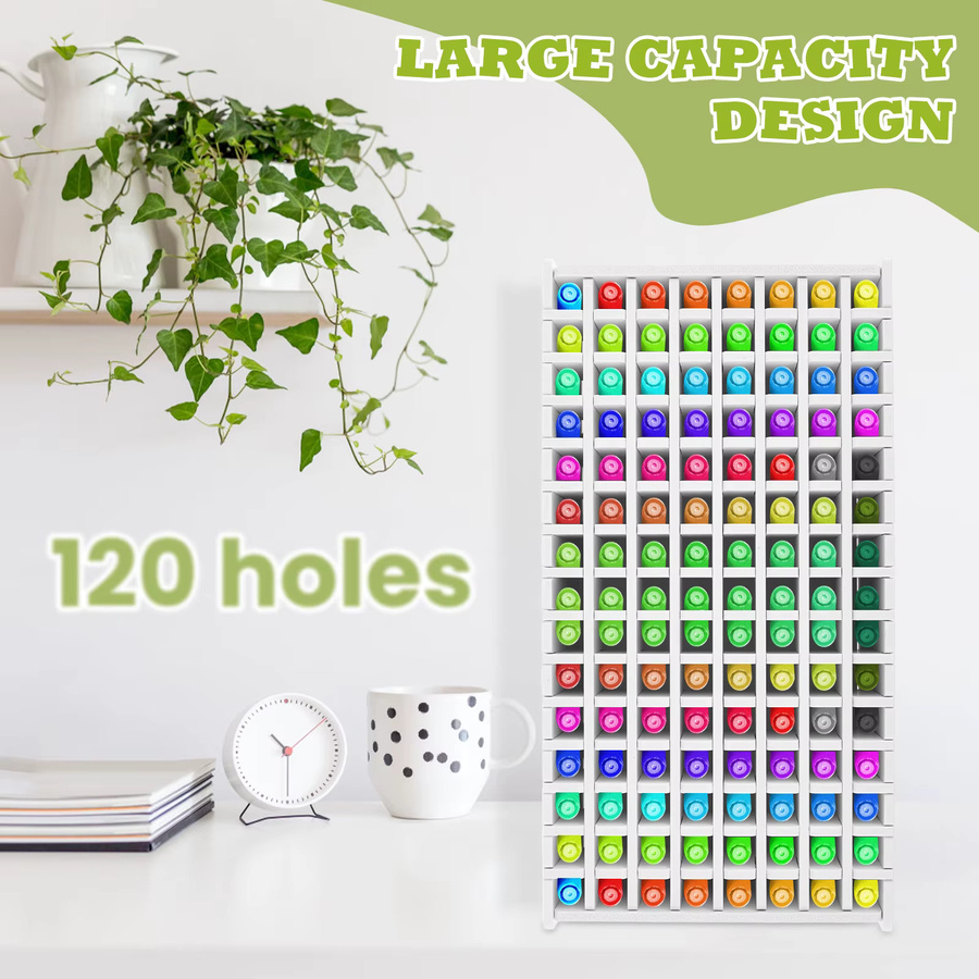 Großer Marker-Bleistift-Organizer aus Kunststoff mit 120 oder 180 Slots für deinen Schreibtisch, Weiß - Bild 2