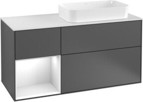 V&B Waschtischunterschrank Finion mit Wandbeleuchtung in Weiß und Grau lackiert, B/T/H: 120 x 60 cm - Bild 1