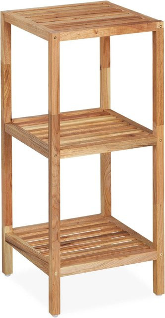 Relaxdays Badregal aus Walnussholz Natur, freistehend, B/T/H: 79 x 36 x 36 cm - Bild 1