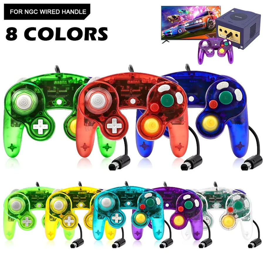 MBChips Transparenter Kabelgebundener Gamepad Controller für GameCube Retro Spielkonsole in Rot und Multicolour - Bild 2