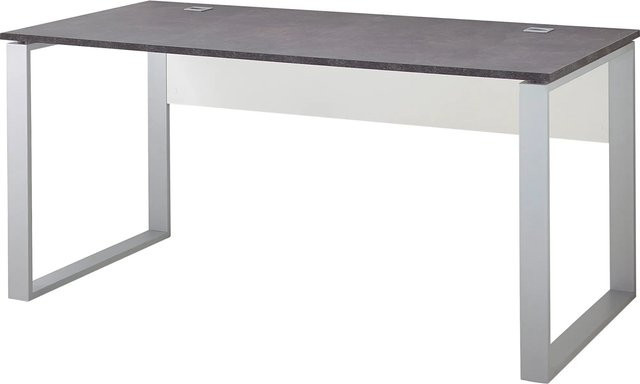 Germania Schreibtisch mit Melaminharzbeschichtung und Kabeldurchlass in Weiß-Anthrazit, B/T/H: 158 x 75 x 79 cm - Bild 1