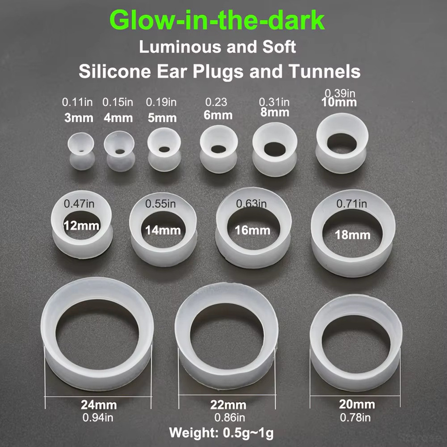 Ohr Expander Silikon, Doppel Flare Design, Weiß, Unisex, 3-24mm - Bild 2